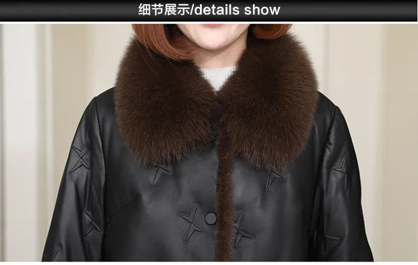 White Duck Down Puffer Women's Winter Korean Style Fox Fur Collar Sheepskin Short Down Jacket  -  GeraldBlack.com