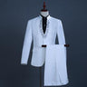 White Embroidered Diamond Men Groom Tuxedo Stand Collar Prom Stage Costume Suits with Pants Ternos  -  GeraldBlack.com