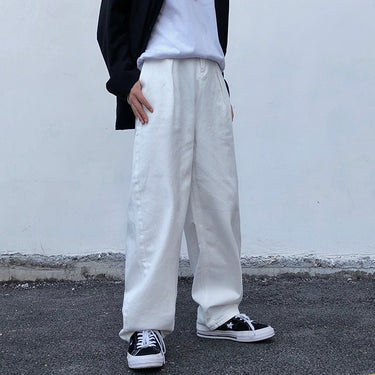 White Loose Straight Unisex Fashion Streetwear Hiphop Streetwear Jeans Trousers  -  GeraldBlack.com