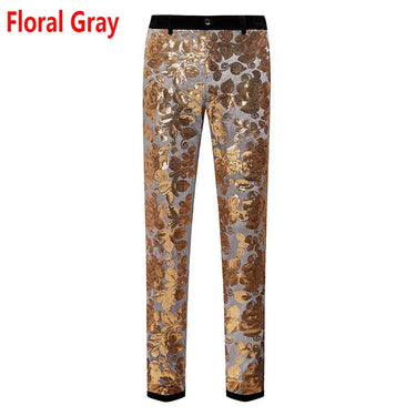 White Sequin Men Luxury Slim Fit Straight Glitter Wedding Groom Party Prom Trousers  -  GeraldBlack.com
