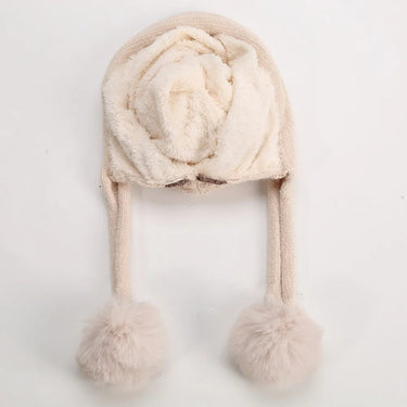 Winter Ear Flap Snow Skiing Earflap Women Soft Cute Knitted Chenille Pompom Beanies Hats With Ball  -  GeraldBlack.com