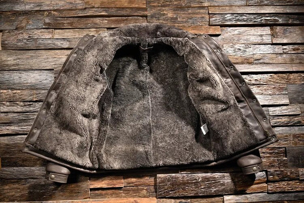 Veste d'hiver chaude et solide en cuir véritable pour hommes, col rabattu, épaisse