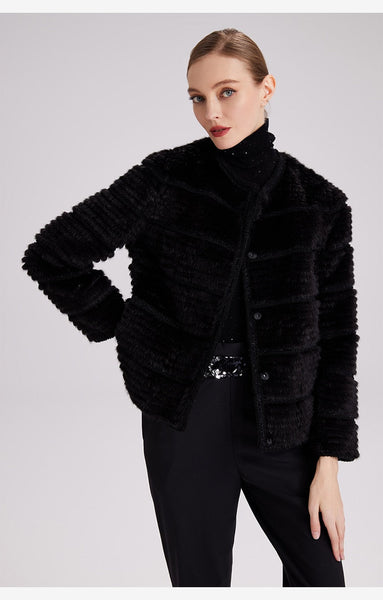 Winter Real Mink Fur Women Fashion Genuine Leather Warm Luxury knitted Mink Fur Jackets Outerwear  -  GeraldBlack.com