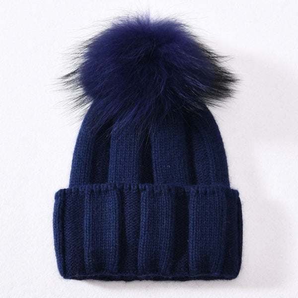 Winter Solid Color Soft Women Warm Wool Striped Cuffed Cashmere Knitted Skullies Beanies Hat  -  GeraldBlack.com