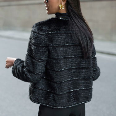 Winter Women Fashion Genuine Leather Warm Luxury Knitted Mink Fur Jacket Outerwear  -  GeraldBlack.com
