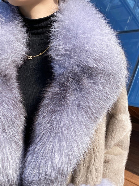 Winter Women Natural Real Mink Fox Fur Collar Warm Short Jackets  -  GeraldBlack.com
