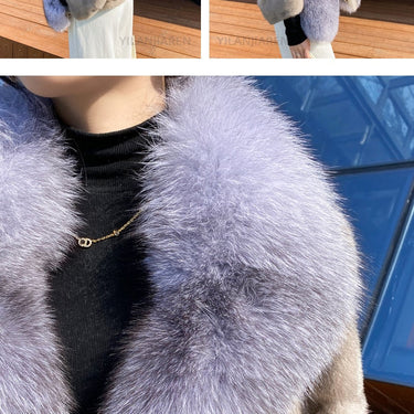 Winter Women Natural Real Mink Fox Fur Collar Warm Short Jackets  -  GeraldBlack.com