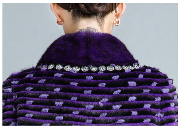 Winter Women Real Mink Fur Genuine Leather Warm Long Jacket Outerwear  -  GeraldBlack.com