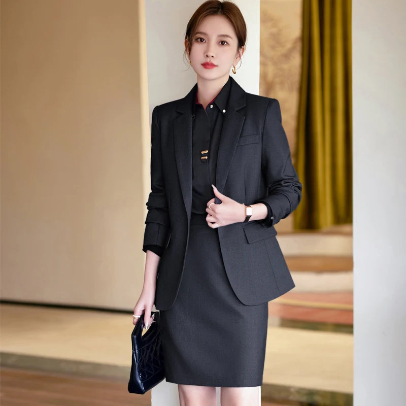 Cheap Women Two Piece Business Skirt Pants Suit Jacket Slim Office Lady  Work Dress Suit Set