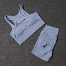 Women Blue High Waist Sports Pocket Shorts With Sports Bra Sportswear Gym Workout Cycling Fitness Yoga Outfit Clothes  -  GeraldBlack.com