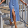 Women Button Up Knee Length High Waist Slit Skinny Jean Long Skirts on Clearance  -  GeraldBlack.com