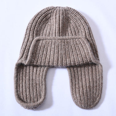 Women Cashmere Autumn Winter Solid Comfortable Warm Thicken Beanie Skullies Hat With Earflaps  -  GeraldBlack.com