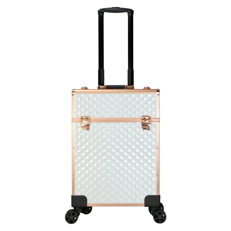 Women Cosmetic Case Nail Makeup Box Professional Trolley Suitcase Organizer Bag  -  GeraldBlack.com