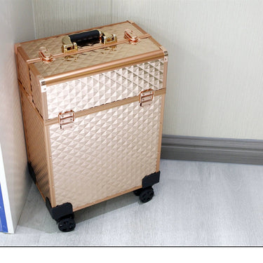 Women Cosmetic Case Nail Makeup Box Professional Trolley Suitcase Organizer Bag  -  GeraldBlack.com