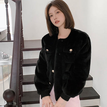 Women Fashion Essential Natural Mink Coat Warm Short Leather Outerwear Winter Jacket  -  GeraldBlack.com