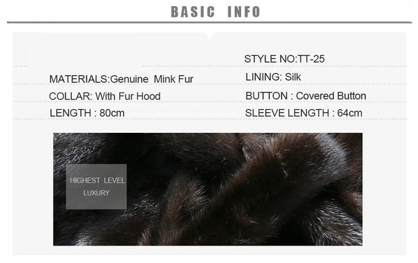 Women Fashion Natural Mink Fur Winter Thick Warm Hood Jackets For Girls  -  GeraldBlack.com