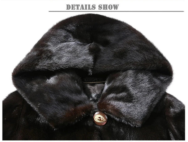 Women Fashion Natural Mink Fur Winter Thick Warm Hood Jackets For Girls  -  GeraldBlack.com