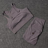 Women Gray High Waist Sports Pocket Shorts With Sports Bra Sportswear Gym Workout Cycling Fitness Yoga Outfit Clothes  -  GeraldBlack.com