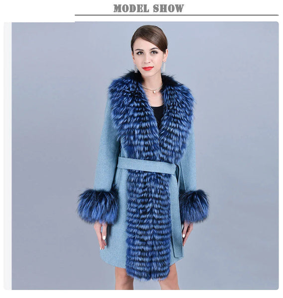 Women Natural Knitted Batwing Sleeve Real Fox Fur Winter Warm Jackets  -  GeraldBlack.com