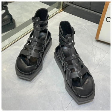 Women Platform High Top Black Casual Rome Gladiator Height Increasing Sandals Summer Slides Shoes  -  GeraldBlack.com