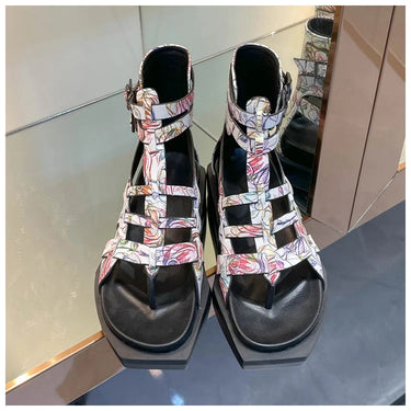 Women Platform High Top Black Casual Rome Gladiator Height Increasing Sandals Summer Slides Shoes  -  GeraldBlack.com