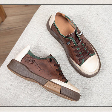 Women's Breathable Genuine Leather Lace-up Casual Flats Sneakers Shoes on Clearance  -  GeraldBlack.com