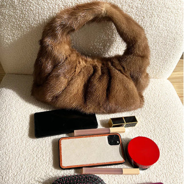 Women's Fur Luxury Warm Full-pelt Mink Fur Wrist Bag Fashion Cloud Handbag  -  GeraldBlack.com