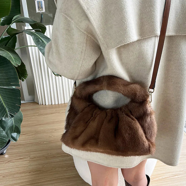 Women's Fur Luxury Warm Full-pelt Mink Fur Wrist Bag Fashion Cloud Handbag  -  GeraldBlack.com
