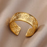 Women's Gold Color Engagement Wedding Party Stainless Steel Finger Ring Jewelry Gift  -  GeraldBlack.com