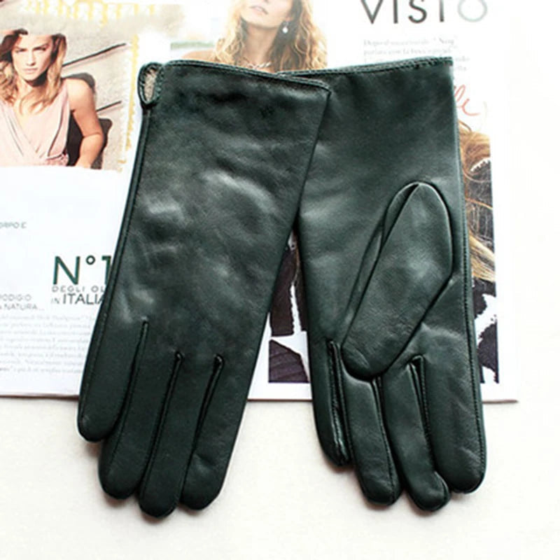 Women's Luxury Real Sheepskin Leather Driving Wool Lining Outdoor Party Warm Cute Gloves  -  GeraldBlack.com