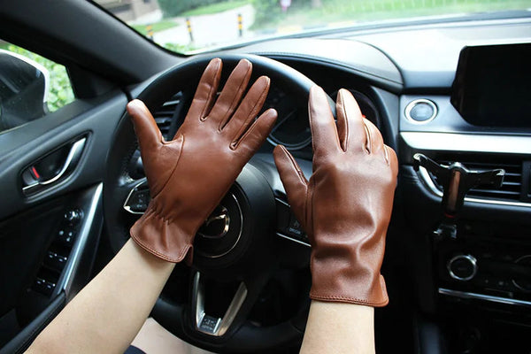 Women's Luxury Real Sheepskin Leather Driving Wool Lining Outdoor Party Warm Cute Gloves  -  GeraldBlack.com