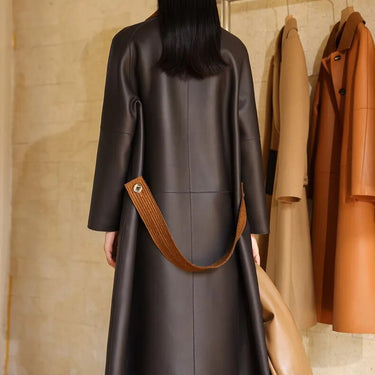 Women's Mid Long High End Double Sided Real Sheepskin Trench Coat  -  GeraldBlack.com