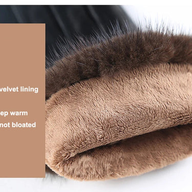 Women's Mink Fur Real Sheepskin Leather Touch Screen Winter Warm Luxury Mittens Gloves  -  GeraldBlack.com