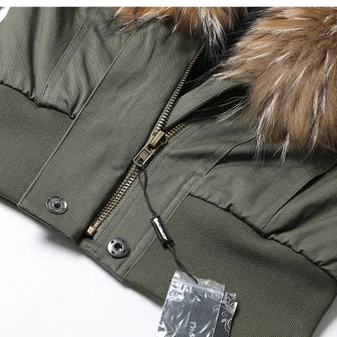 Women's Natural Raccoon Fur Collar Short Slim Winter Coats Jackets  -  GeraldBlack.com