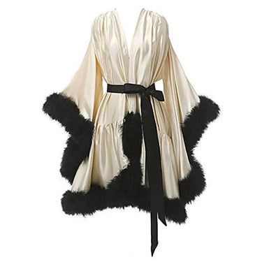 Women's Ostrich Feather Fur Bridal Sexy Underwear Bathrobe  -  GeraldBlack.com