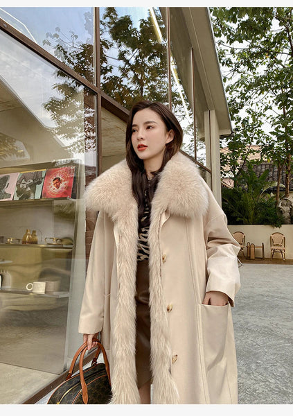Women’s Real Fox Fur Collar Rex Rabbit Fur Liner Winter Jacket Clothing  -  GeraldBlack.com
