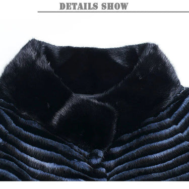 Women's Real Mink Fur Warm Genuine Leather Strip Long Down Double Side Wear Jacket  -  GeraldBlack.com