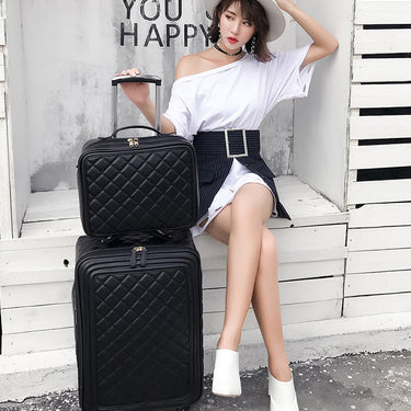 Women's Retro Black Spinner Luggage Travel Spinner Trolley Suitcase on Clearance  -  GeraldBlack.com