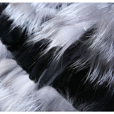 Women's Silver Fox Fur Winter Warm Knitted Long Style Natural Fur Outerwear Coats  -  GeraldBlack.com