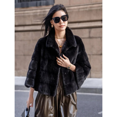 Women's Winter Fashion Essential Real Natural Mink Fur Coat Warm Short Cloak Outerwear Jacket  -  GeraldBlack.com
