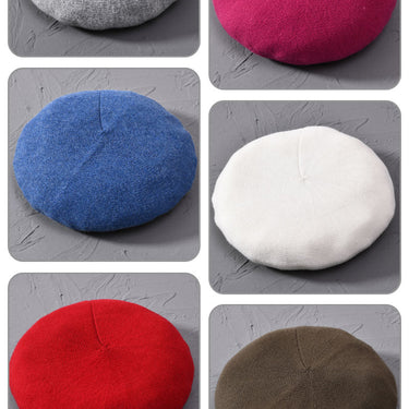 Women's Winter Spring Fashion Cotton Wool Cashmere Blend Solid Color Knitted Beret Hat  -  GeraldBlack.com