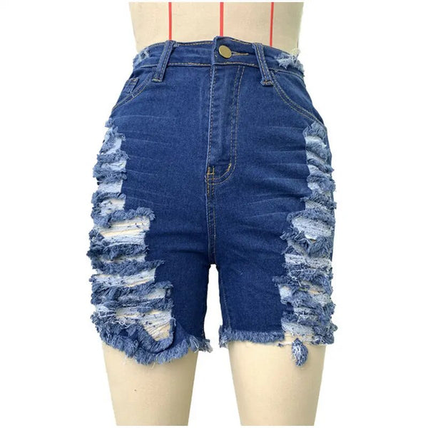 Women Sexy Ripped Denim Jeans Stretchy Skinny Cotton Summer Club High Waist Torn Jegging Baggy Hole Shorts  -  GeraldBlack.com