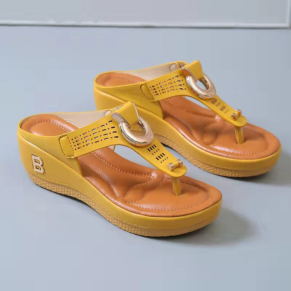 Women Summer Open Toe Flip Flops Hi Heels Wedges Comfortable Cute Chaussure Femme Plus Size 35~43  -  GeraldBlack.com