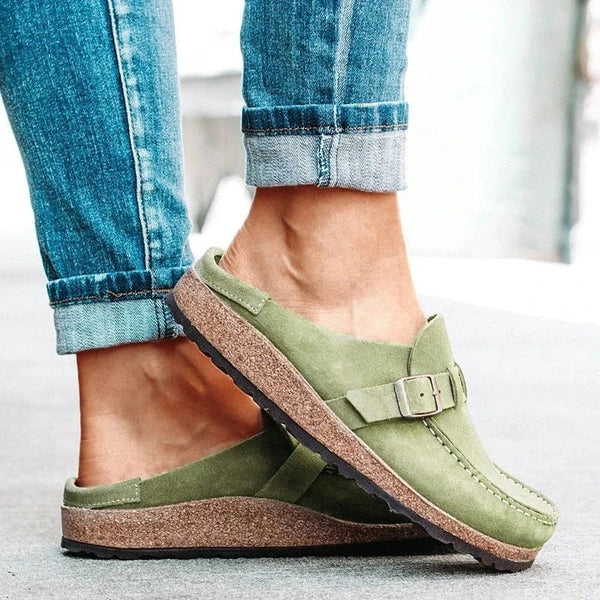 Women Summer Spring Solid Buckle Casual Beach Plus Size Summer Slippers  -  GeraldBlack.com