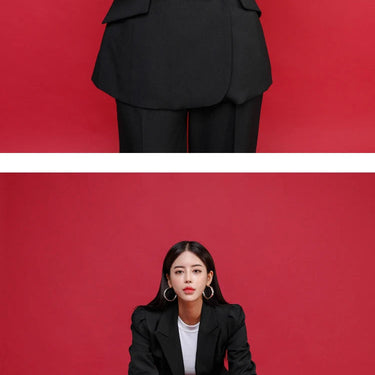 Women Temperament Fashion Black Chic Casual Coat Blazer Jacket Pants Outfits 2 Piece  Suit Sets  -  GeraldBlack.com