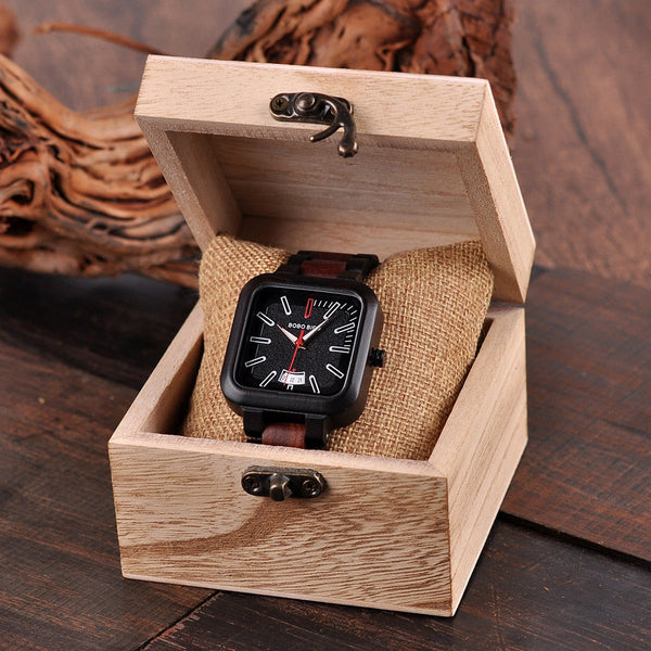 Wooden Men Luxury Design Quartz Watch Great Gift Wristwatches in Wood Box  -  GeraldBlack.com