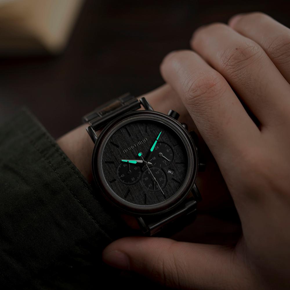 Wooden Men Wristwatches Luminous Handle Chronograph Timepiece  -  GeraldBlack.com