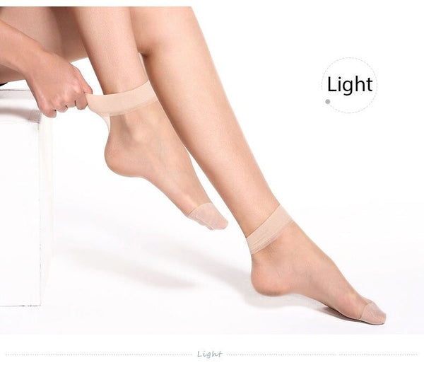 10 Pairs Summer Transparent Thin Silk Bamboo Short Socks for Women  -  GeraldBlack.com