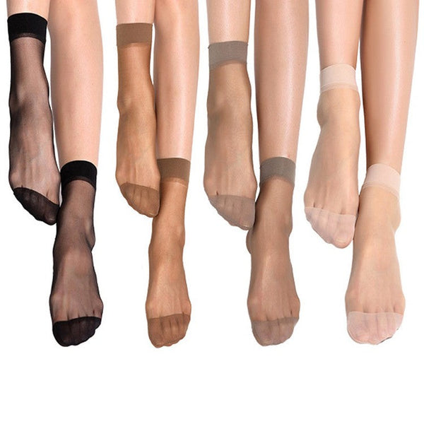 10 Pairs Summer Transparent Thin Silk Bamboo Short Socks for Women  -  GeraldBlack.com
