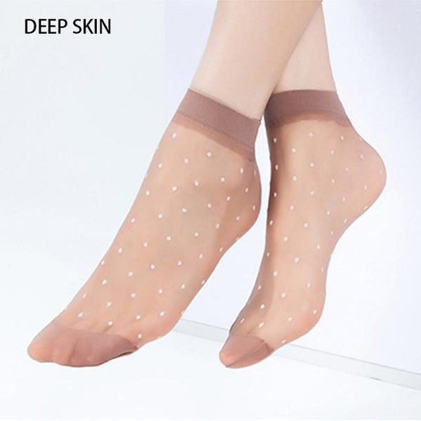 10 Pairs Summer Transparent Thin Silk Bamboo Short Socks for Women - SolaceConnect.com